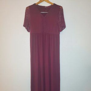 Y Lace Maternity Dress For Photoshoots Baby Shower Dress Wine Red Lace Maxi Dres